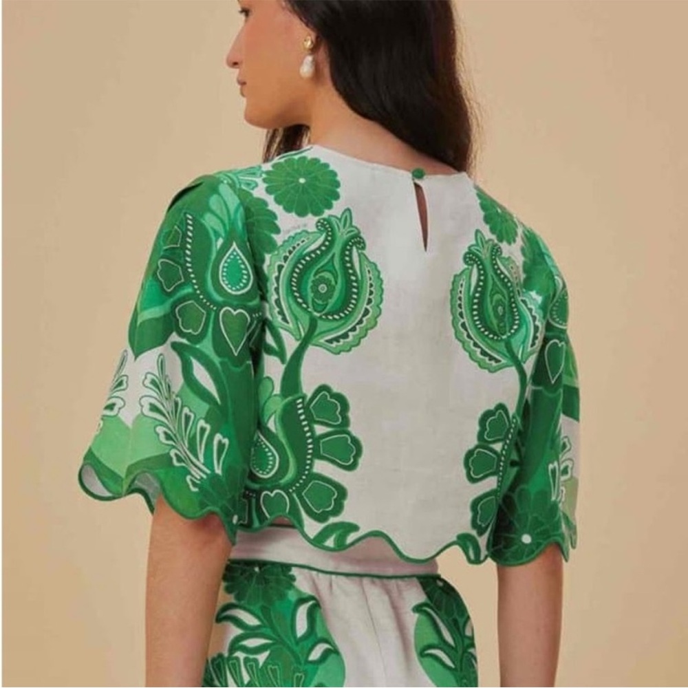 Farm Rio Festival Linen Crop Top - Picture 3 of 8